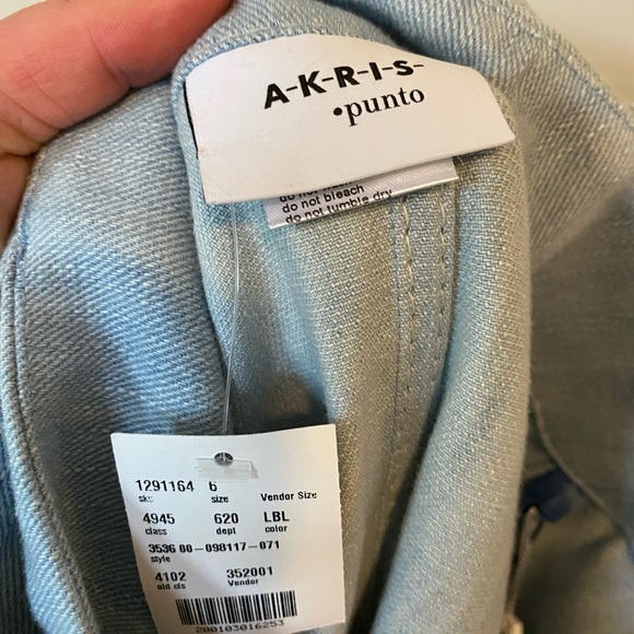 Akris Punto Sun Bleached Denim A-Line Mini Skirt with Belt New with Tags Size 6 - Picture 6 of 7